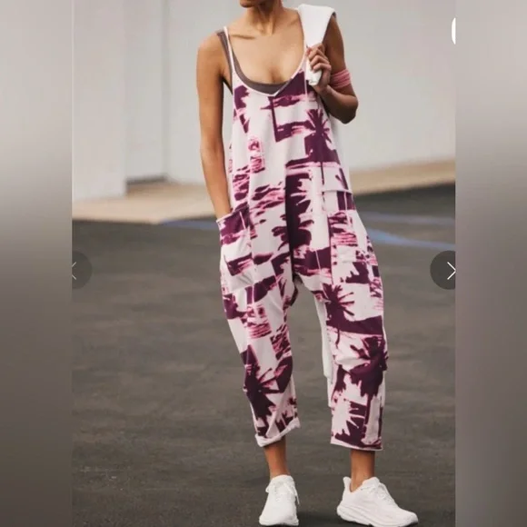 Free People Hot Shot Printed One Piece - Pink Palm - small - Picture 1 of 6